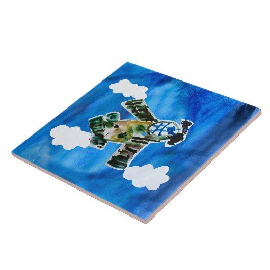 Army Jet - Kunst voor kinderen Tegeltje (Zijkant)