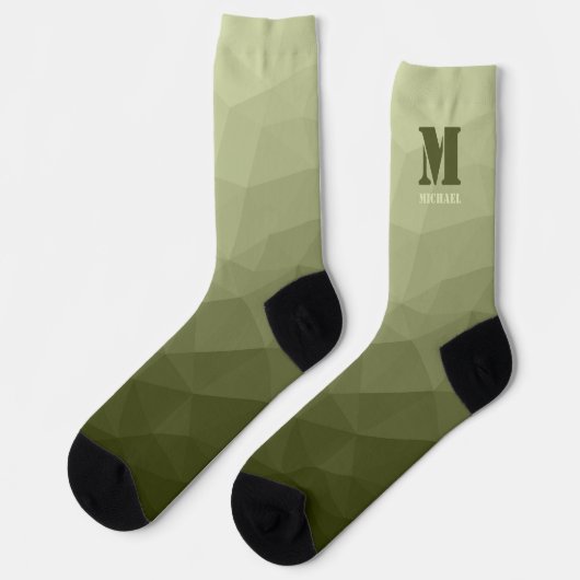 Army light green geometric mesh pattern Monogram Sokken (Links)