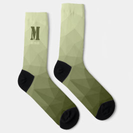 Army light green geometric mesh pattern Monogram Sokken