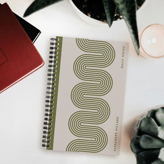 Army Lombard Wavy Lines Modern Custom Notebook Notitieboek