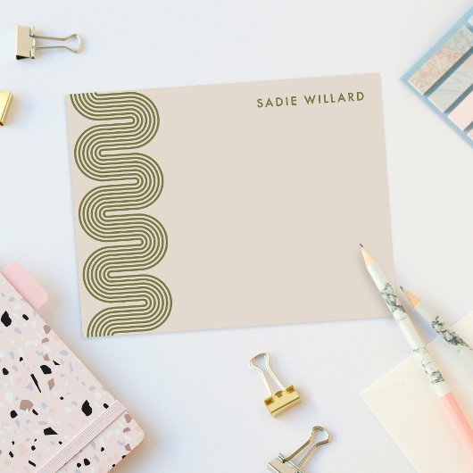 Army Lombard Wavy Lines Modern Stationery Card Notitiekaartje