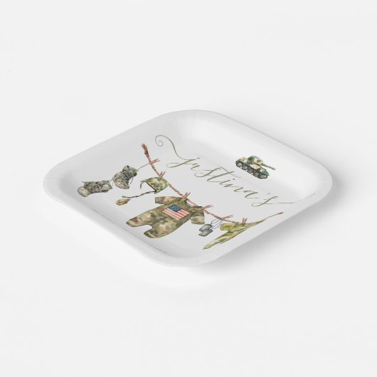 Army Military Baby shower waslijn Papieren Bordje (Gebogen)