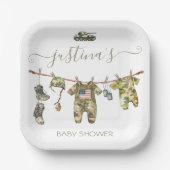 Army Military Baby shower waslijn Papieren Bordje (Voorkant)