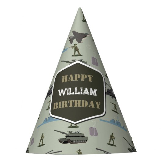 Army Military Camouflage Green Camo Birthday Feesthoedjes (Voorkant)