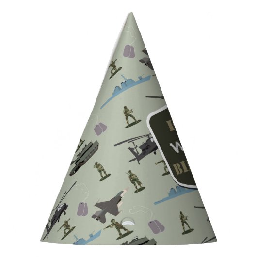 Army Military Camouflage Green Camo Birthday Feesthoedjes (Links)