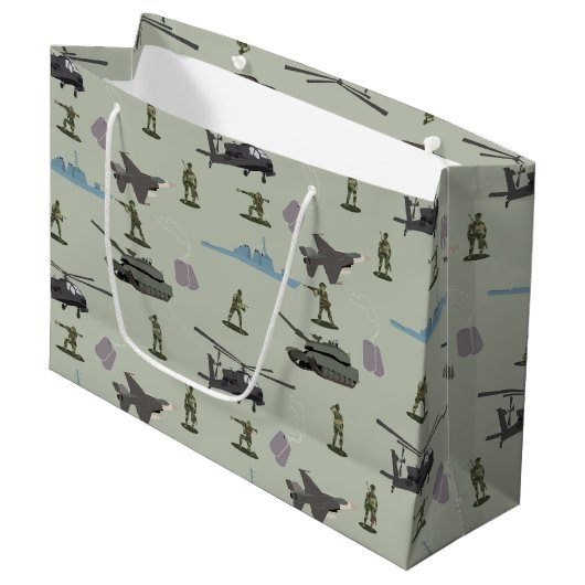 Army Military Camouflage Green Camo Birthday Groot Cadeauzakje (Voorkant Gekanteld)