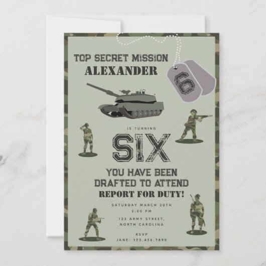 Army Military Camouflage Green Camo Birthday Kaart (Voorkant)