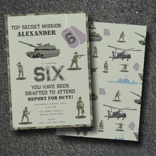 Army Military Camouflage Green Camo Birthday Kaart