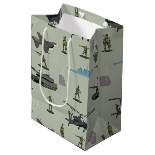 Army Military Camouflage Green Camo Birthday Medium Cadeauzakje (Voorkant Gekanteld)