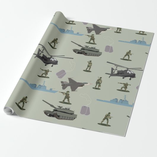 Army Military Camouflage Green Camo Cadeaupapier (Uitgerold)