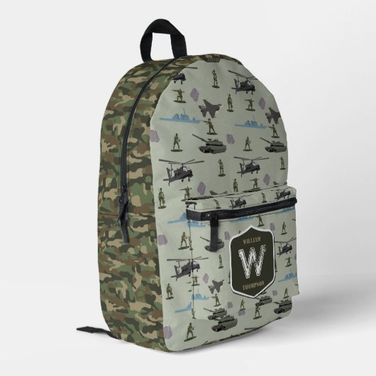 Army Military Camouflage Green Camo Pattern Bedrukte Rugzak (Achterkant Hoek Links)