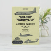 Army Military Hercules jet Baby shower Uitnodiging (Staand voorkant)