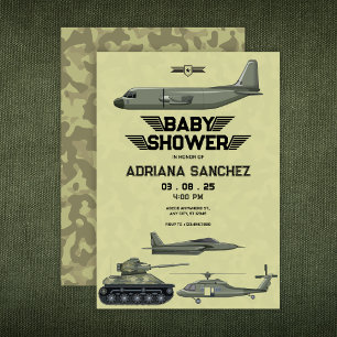 Army Military Hercules jet Baby shower Uitnodiging