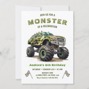 Army Monster Truck Boy Verjaardag Kaart