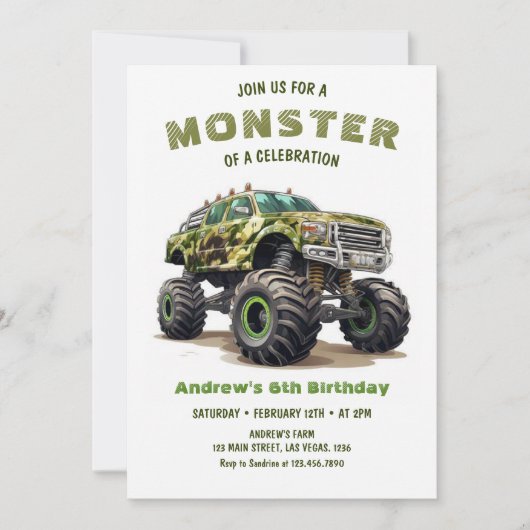 Army Monster Truck Boy Verjaardag Kaart (Voorkant)