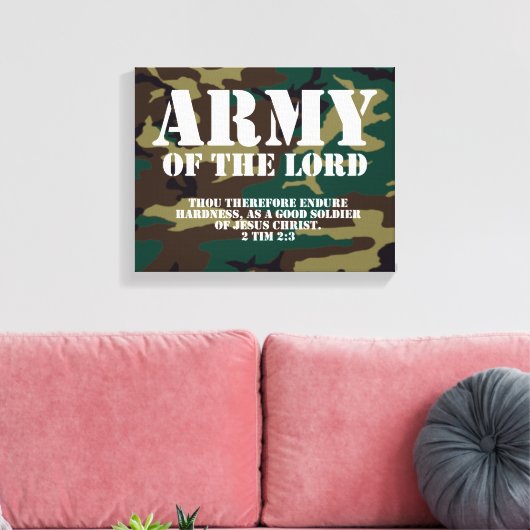 Army of the Lord, Bible Scripting Camo Canvas Afdruk (Insitu (Woonkamer))