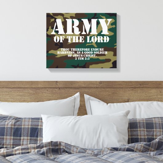 Army of the Lord, Bible Scripting Camo Canvas Afdruk (Insitu (Slaapkamer))