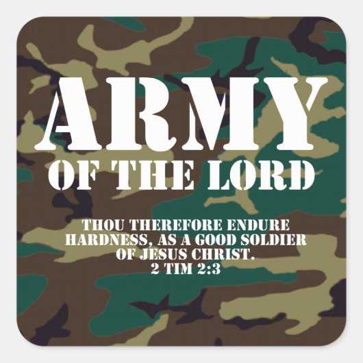 Army of the Lord, Bible Scripting Camo Vierkante Sticker (Voorkant)