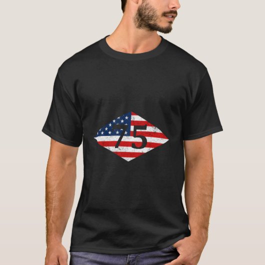 Army Ranger US Flag Diamond 75th Ranger Regit T-shirt (Voorkant)