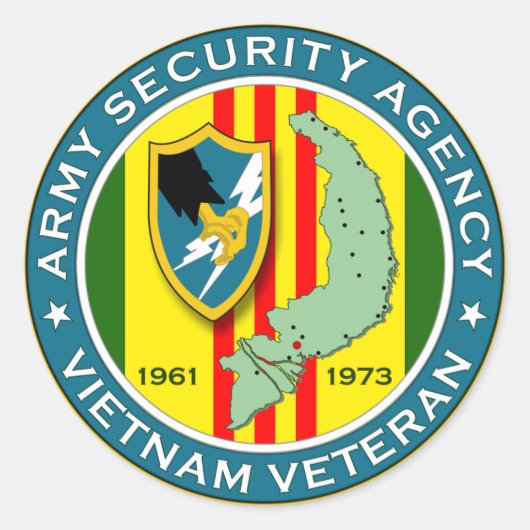 Army Security Agency - Vietnam Veteraan Ronde Sticker (Voorkant)