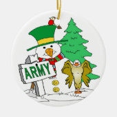 Army Snowman Kerstmis Keramisch Ornament (Voorkant)