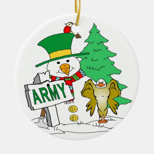 Army Snowman Kerstmis Keramisch Ornament (Voorkant)