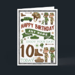 Army Soldier Gepersonaliseerde Verjaardag Kaart<br><div class="desc">Personaliseer deze kaart met uw eigen bericht,  samen met de naam en leeftijd van de ontvanger met behulp van de eenvoudige sjabloon. Als u de tekst kiest,  kan deze wenskaart voor elke gelegenheid worden aangepast! Kijk in mijn shop voor bijpassende bedankkaarten,  enveloppen,  uitnodigingen en het coördineren van feestartikelen!</div>
