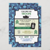 ARMY SOLDIER TROOPS TANK PISTOOL INVITE BIRTHDAPPA KAART (Voorkant / Achterkant)