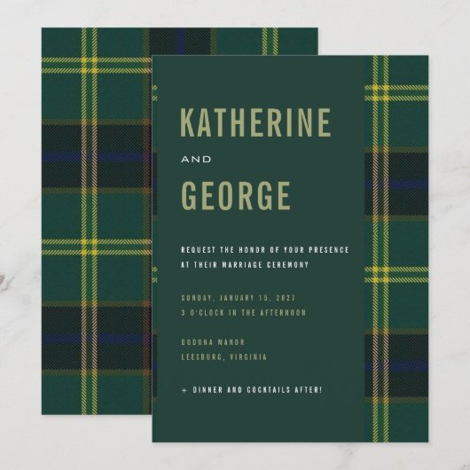 Army Tartan Invitation Kaart (Voorkant / Achterkant)