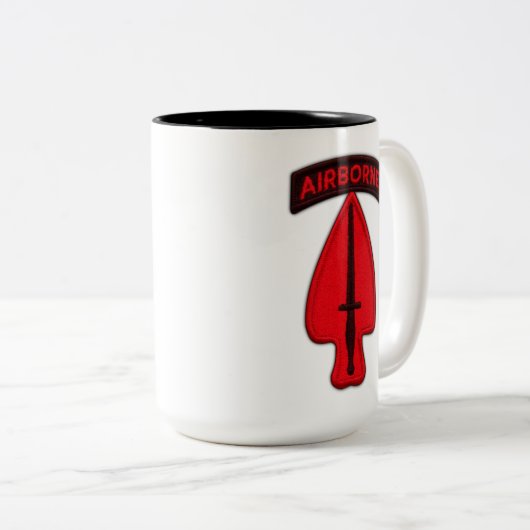 Army USASOC Special Ops SOC Patch veteranen Tweekleurige Koffiemok (Voorkant rechts)