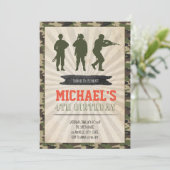 Army verjaardagsfeestje uitnodiging (Staand voorkant)