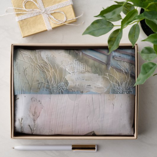 ARMZALIGE BOERDERIJ IN PASTELS DECOUPAGE TISSUEPAP TISSUEPAPIER (Geschenk)