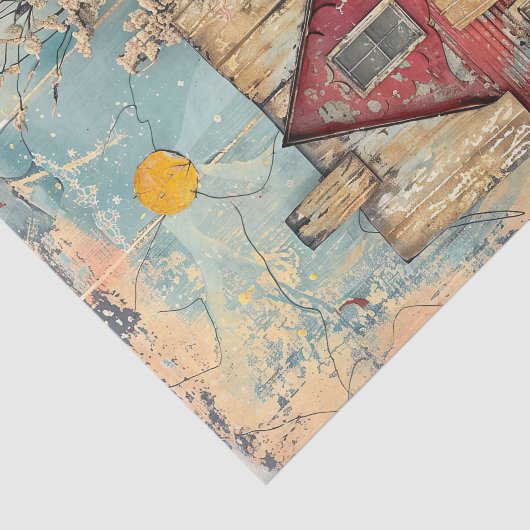 ARMZALIGE RODE BOERDERIJ GEMENGDE MEDIA DECOUPAGE TISSUEPAPIER (Detail)