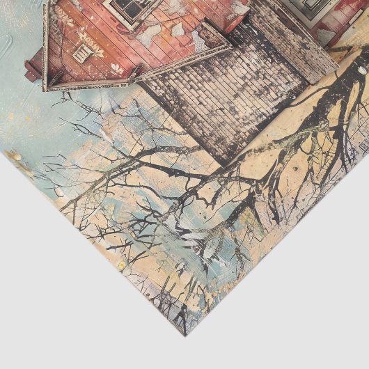 ARMZALIGE RODE BOERDERIJ GEMENGDE MEDIA DECOUPAGE TISSUEPAPIER (Detail)