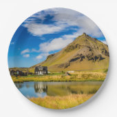 Arnarstapi Amtmansshus en de berg Stapafell, IJsla Papieren Bordje (Voorkant)