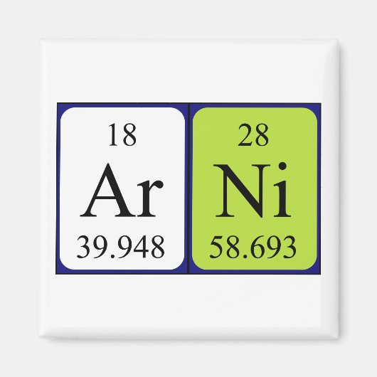 Arni periodieke table name magnet (Voorkant)