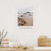 Arnia beach in Spain, neutral aesthetic beach Poster (Keuken)