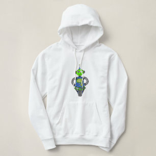 Arnie robot, blauw en groen hoodie