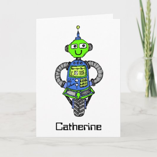 Arnie robot, blauw en groen kaart (Voorkant)