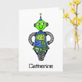 Arnie robot, blauw en groen kaart (Gele Bloem)