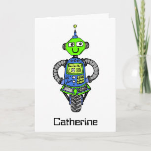 Arnie robot, blauw en groen kaart