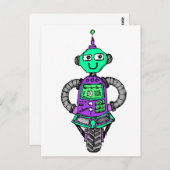 Arnie robot, paars en groen briefkaart (Voorkant / Achterkant)