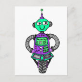 Arnie robot, paars en groen briefkaart (Voorkant)