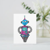 Arnie Robot: Roze en blauw Briefkaart (Staand voorkant)