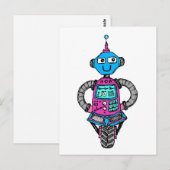 Arnie Robot: Roze en blauw Briefkaart (Voorkant / Achterkant)