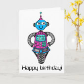 Arnie Robot: Roze en blauw Kaart (Gele Bloem)