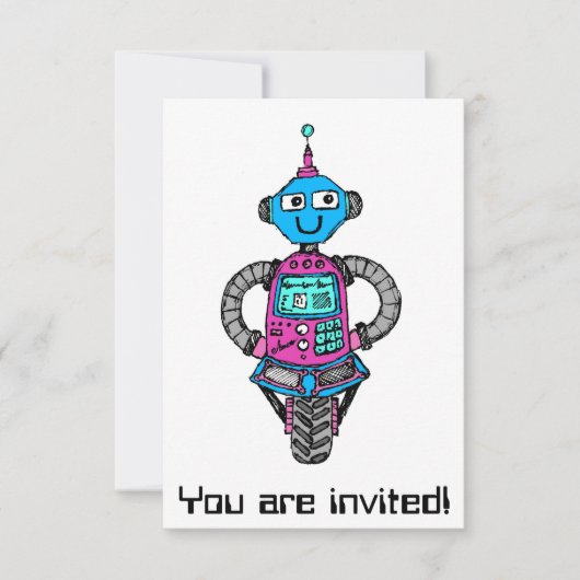 Arnie Robot: Roze en blauw Kaart (Voorkant)