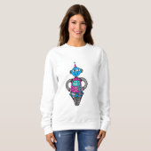 Arnie Robot: Roze en blauw Trui (Voorkant volledig)