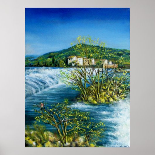 ARNO RIVER AT ROVEZZANO Florence Italië Poster (Voorkant)