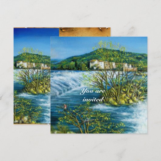 ARNO RIVER IN FLORENCE TUSCANY Parchment Invite Kaart (Voorkant / Achterkant)